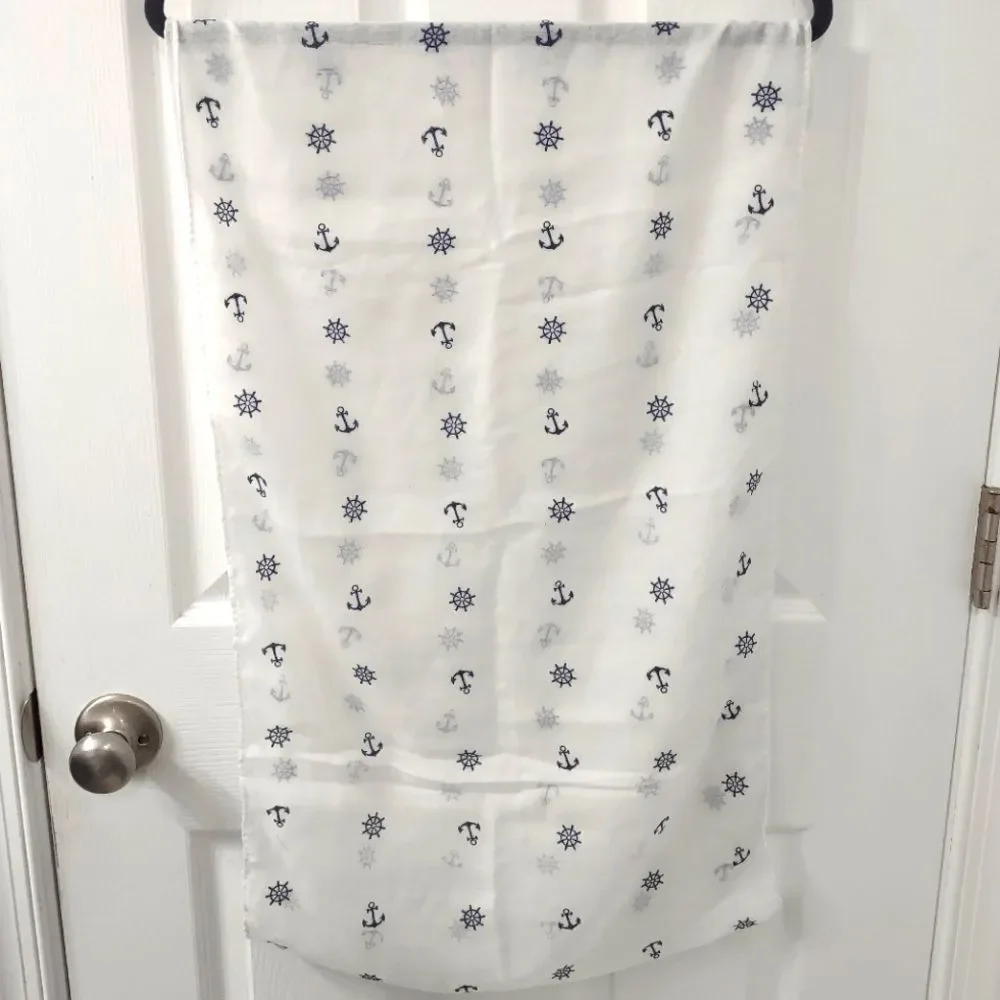 NWOT Nautical Navy Anchors Sheer White Infinity Scarf
